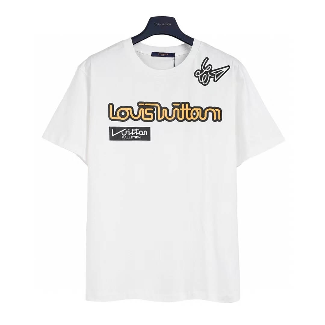 T-shirt imprimé lettre jaune