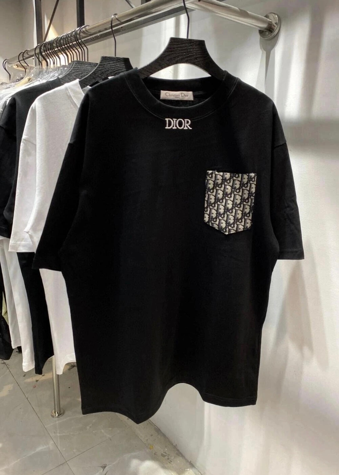Pocket All-Over Embroidered T-Shirt