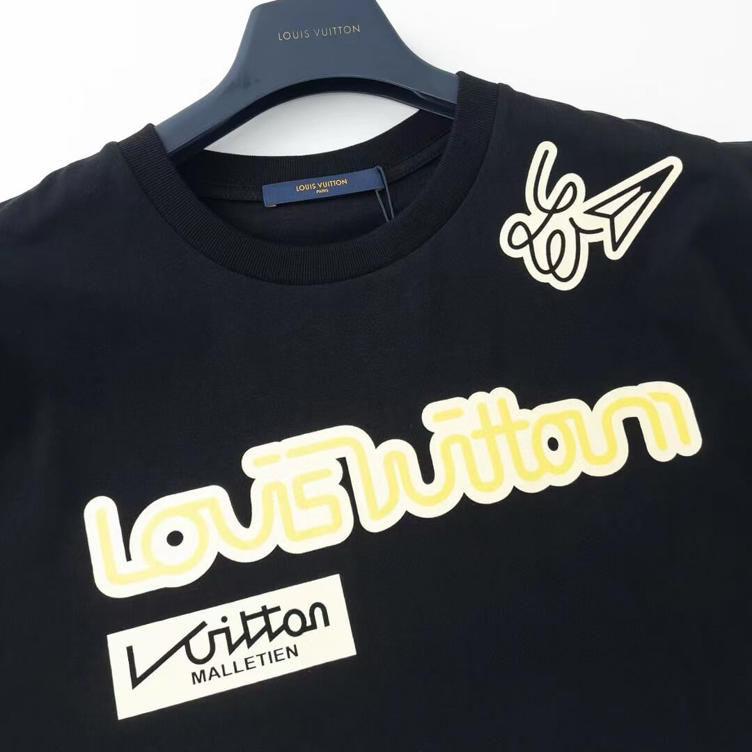 T-shirt imprimé lettre jaune