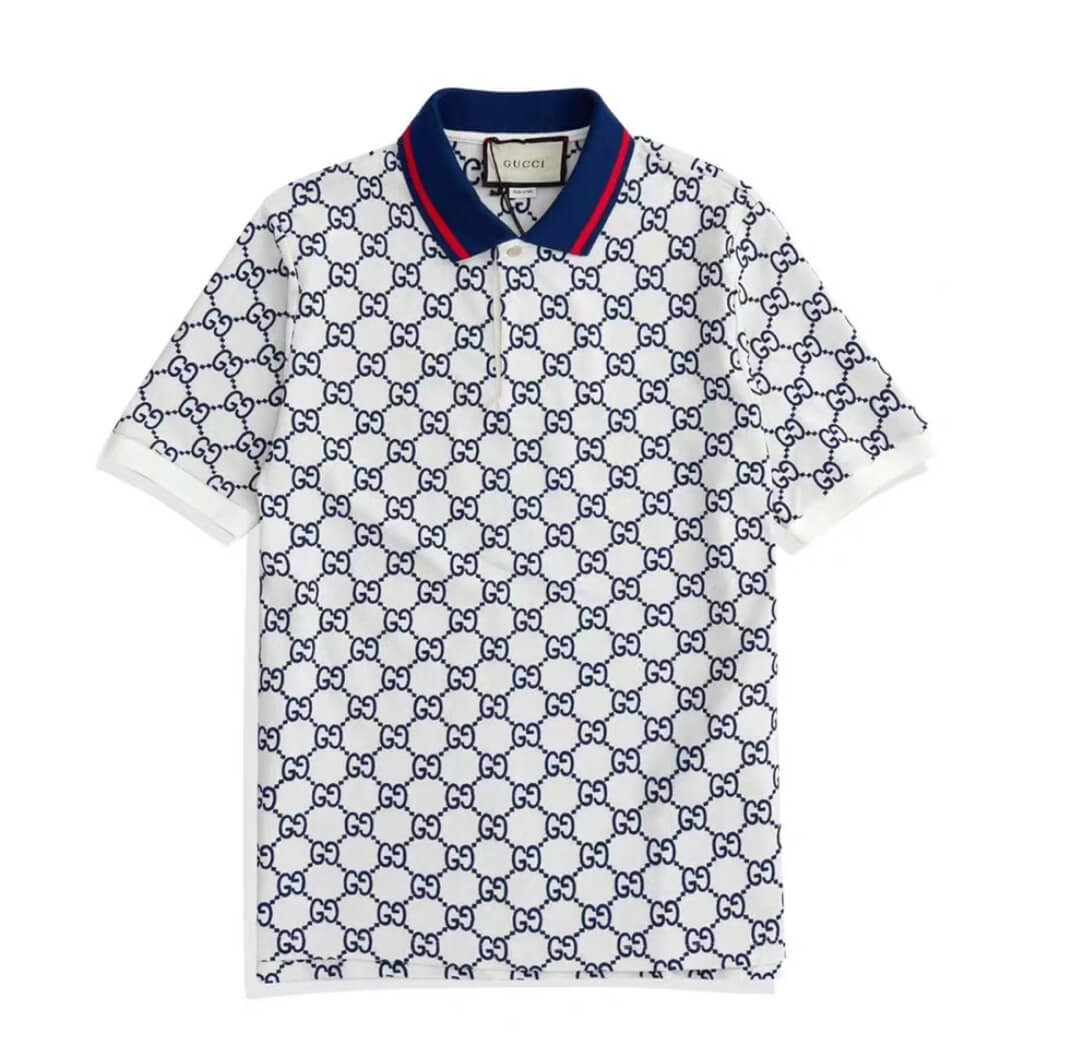 Polo blanc classique à imprimé intégral