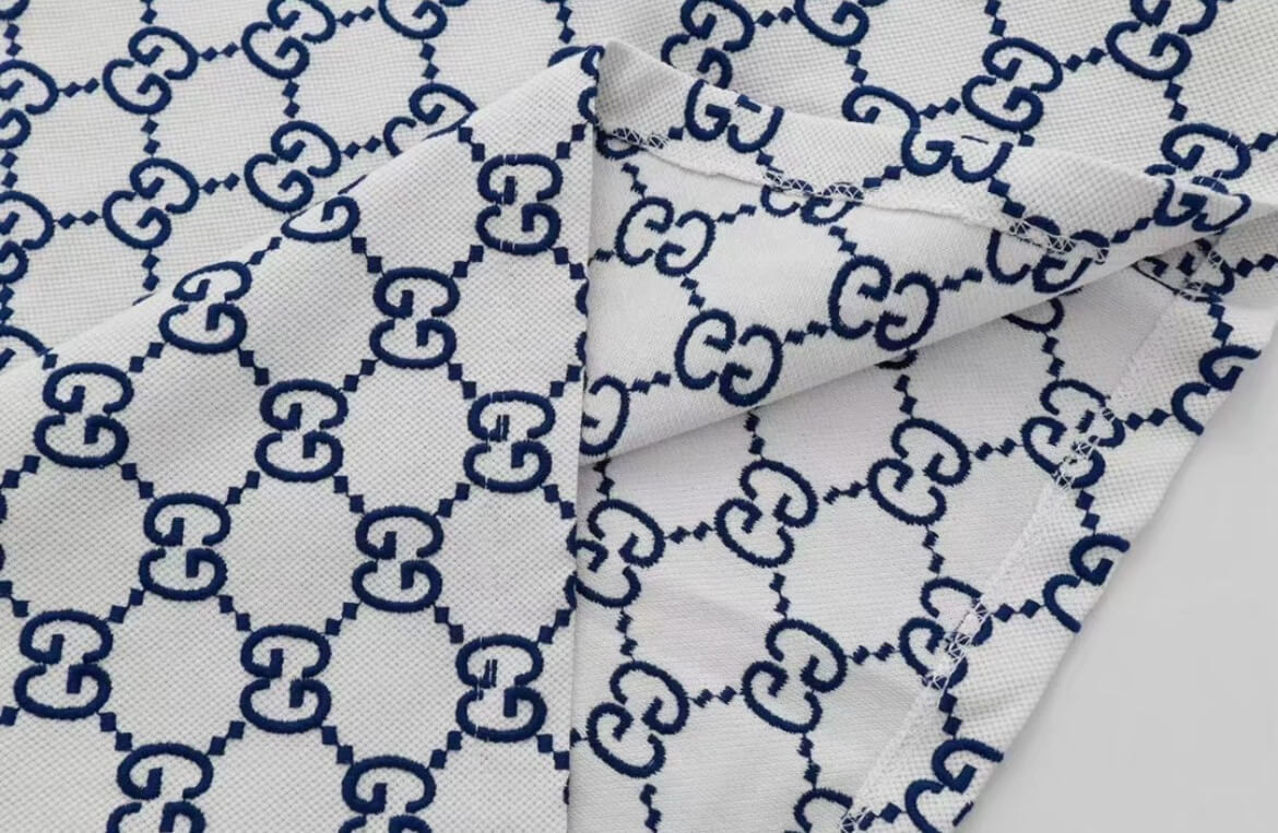 Polo blanc classique à imprimé intégral