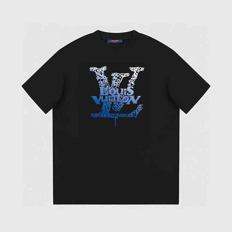 T-shirt bleu à imprimé étrange