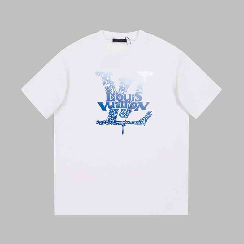T-shirt bleu à imprimé étrange