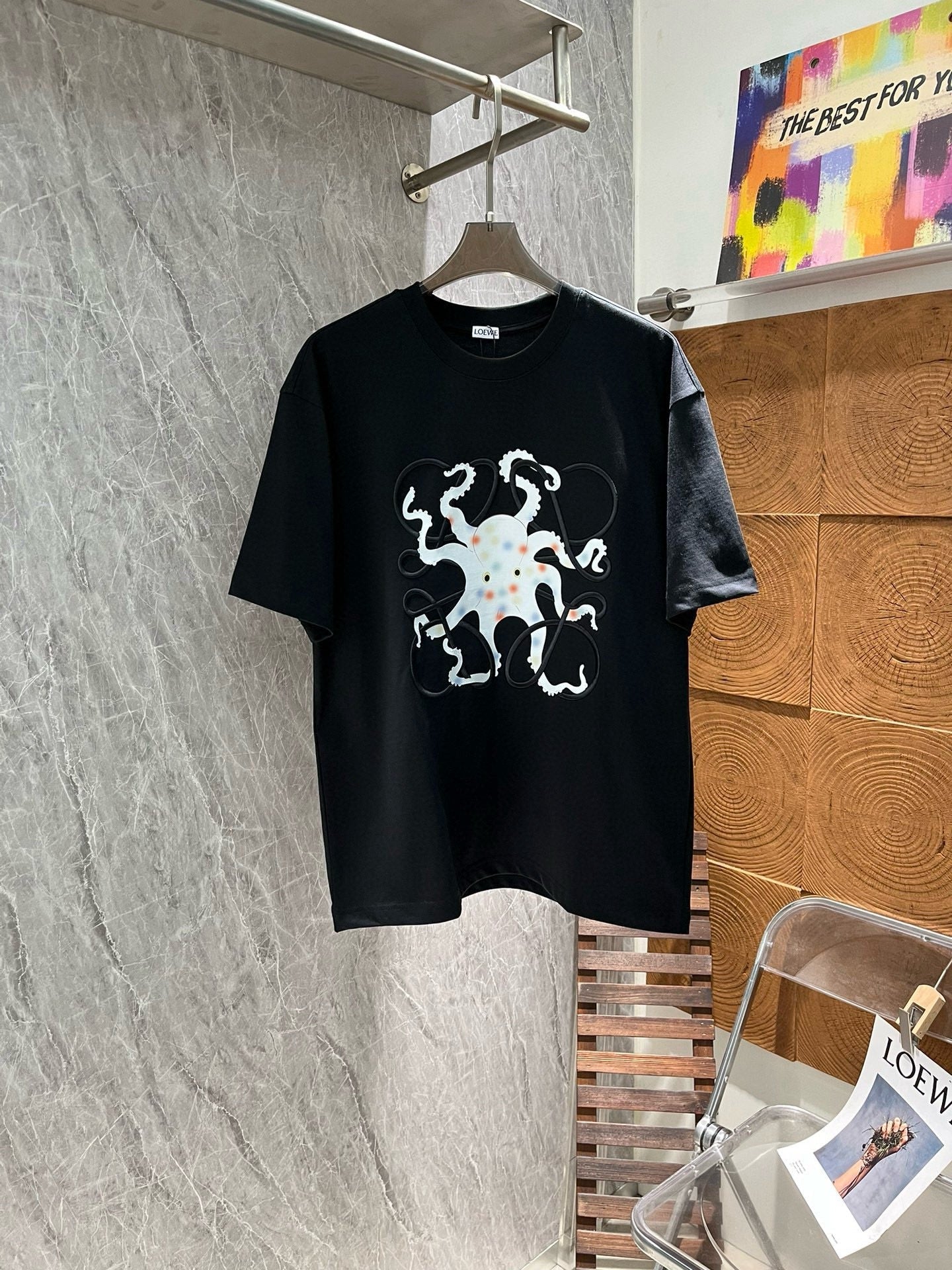 T-Shirt mit Oktopus-Stickerei