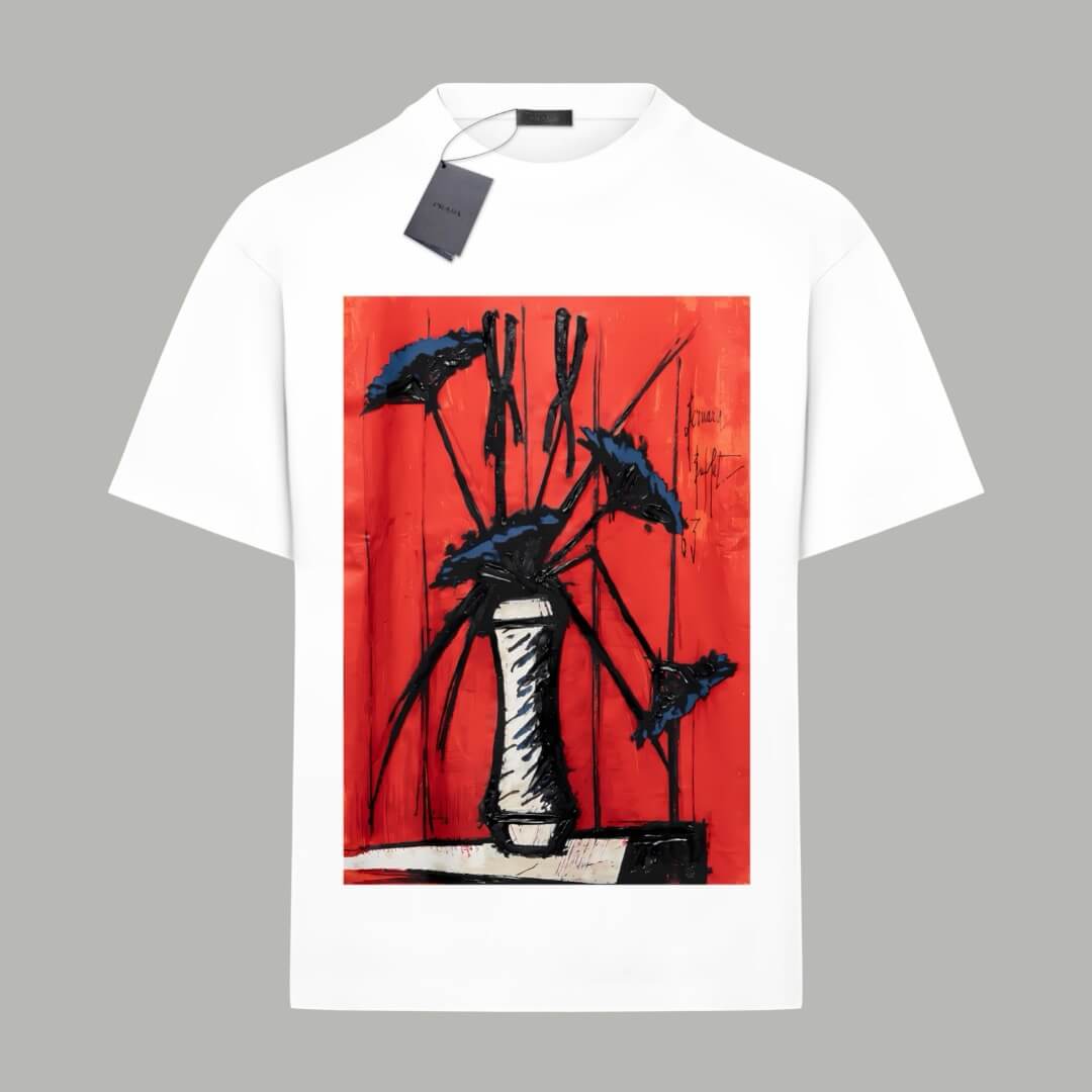 T-shirt imprimé peinture à l'huile sur vase