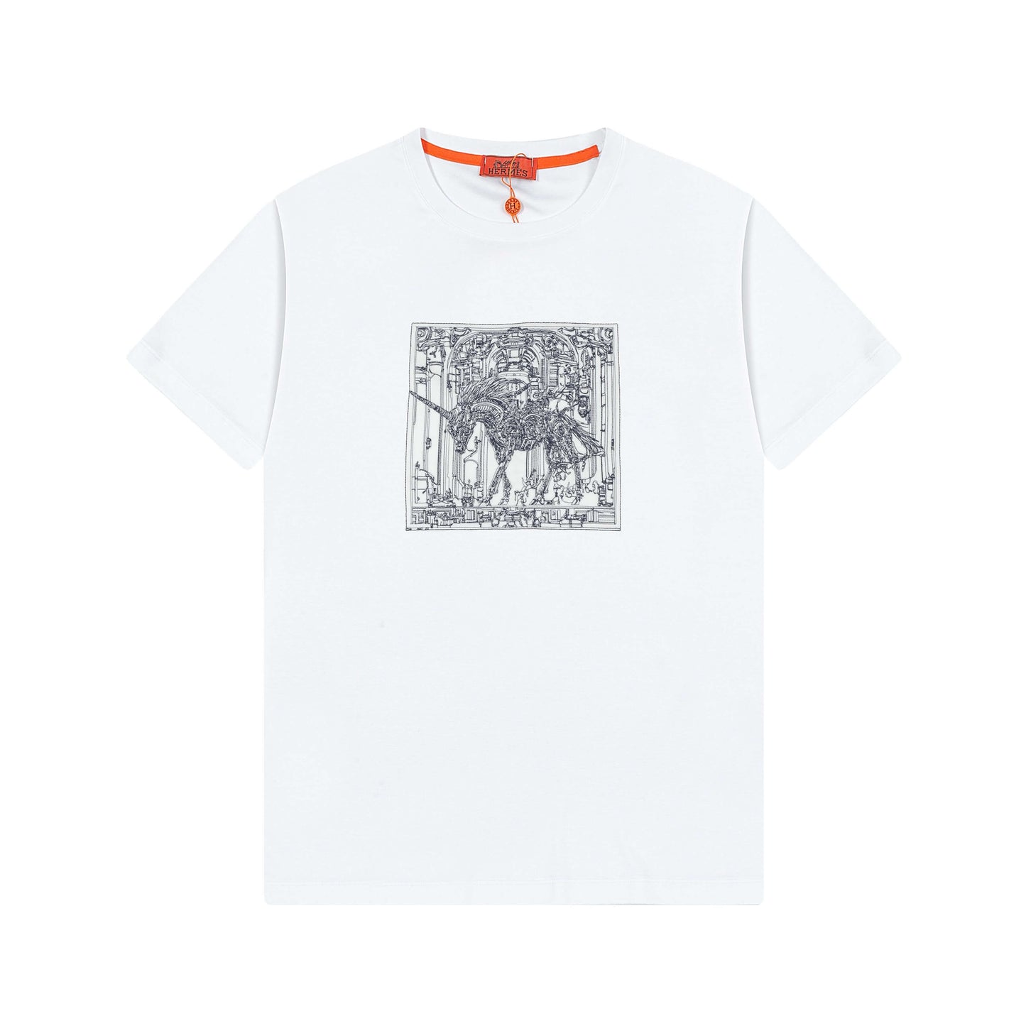 T-shirt brodé exquis avec cheval