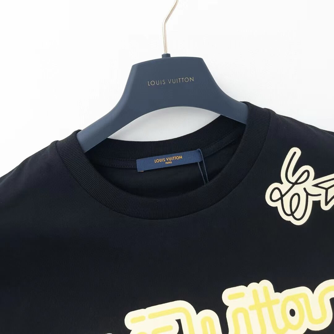 T-shirt imprimé lettre jaune