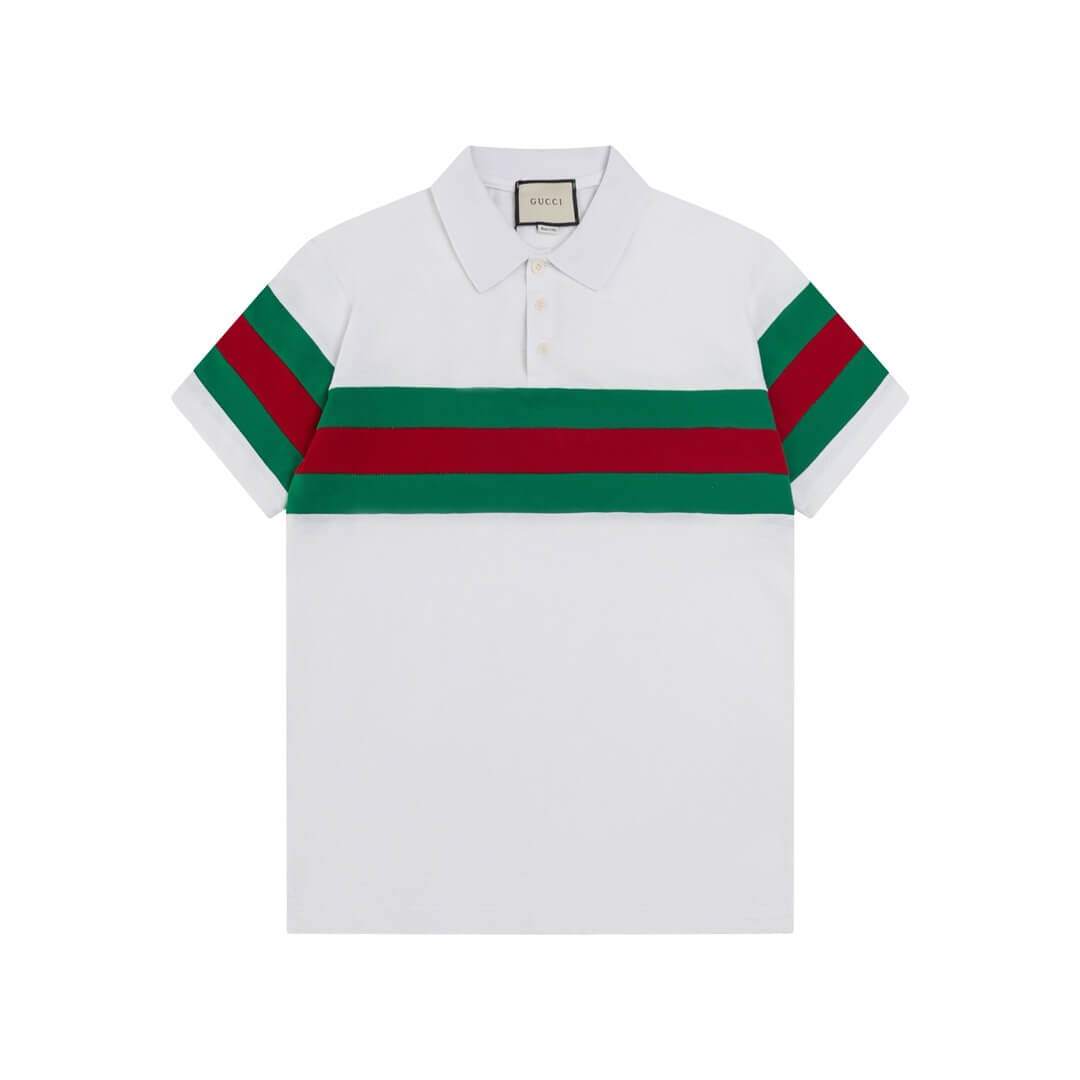 Polo à rayures rouges et vertes