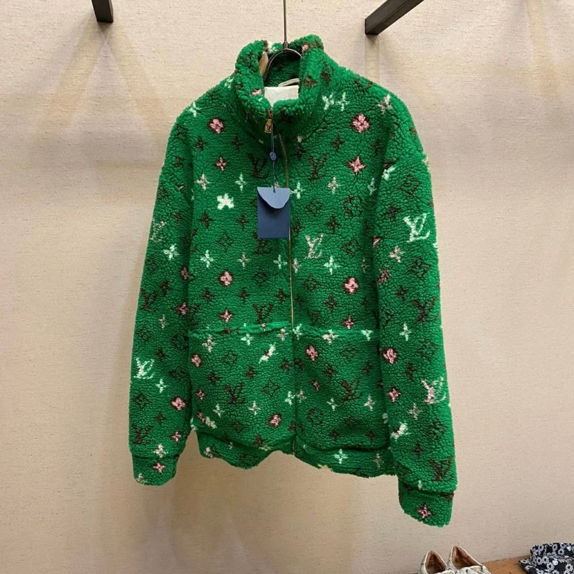 Grüne Lammfelljacke