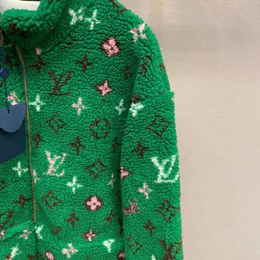 Grüne Lammfelljacke