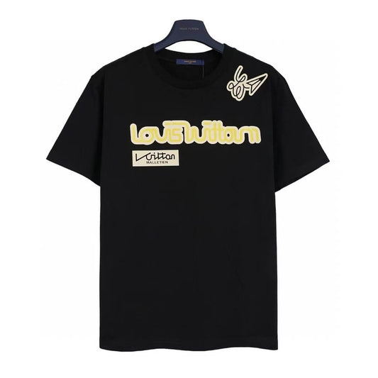 T-shirt imprimé lettre jaune
