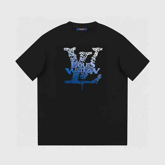 T-shirt bleu à imprimé étrange