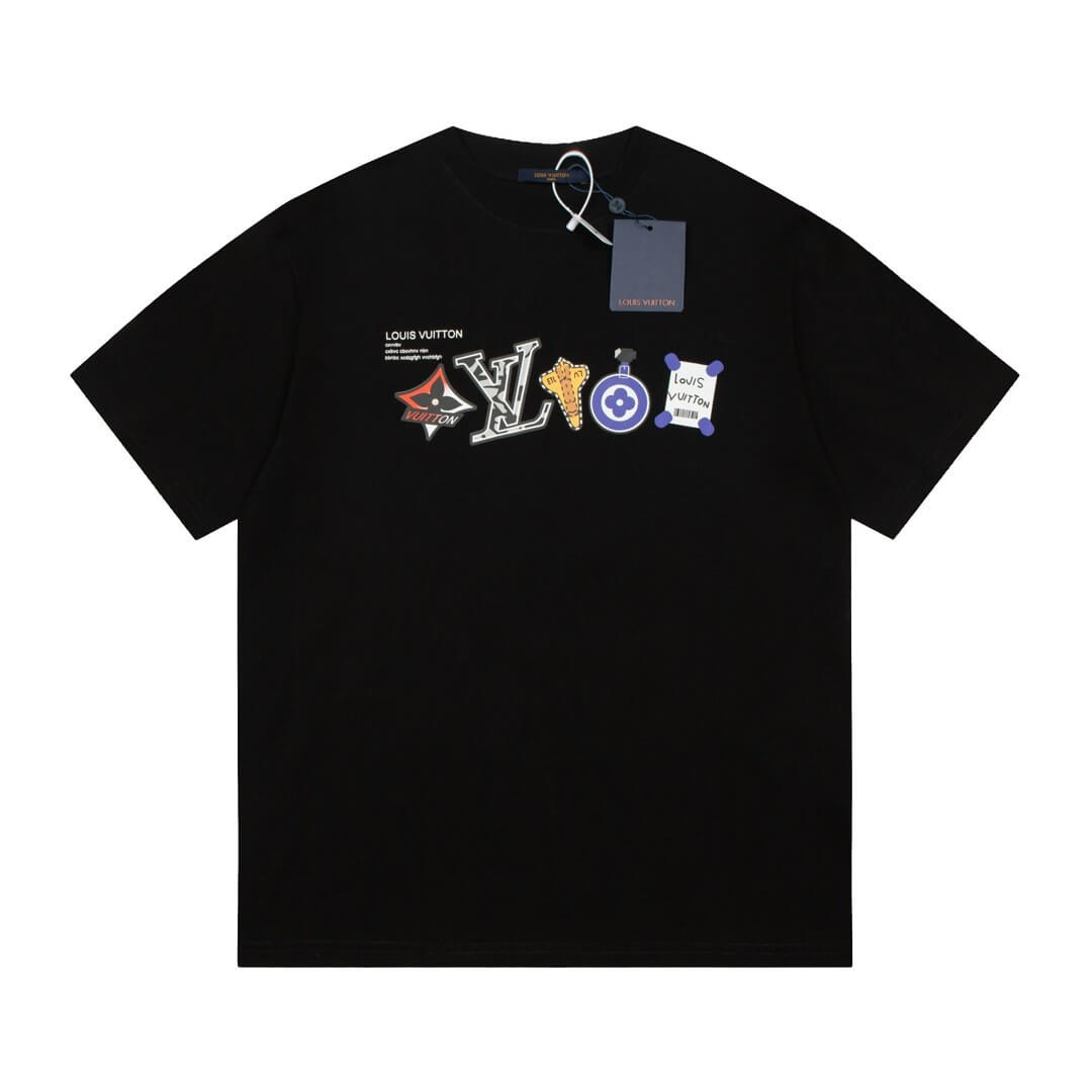 Buntes T-Shirt mit klassischem Aufdruck