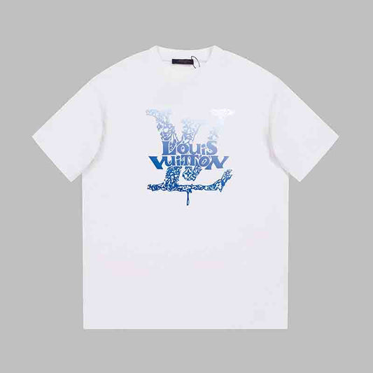 T-shirt bleu à imprimé étrange