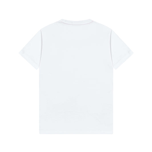 T-shirt brodé avec patch en cuir