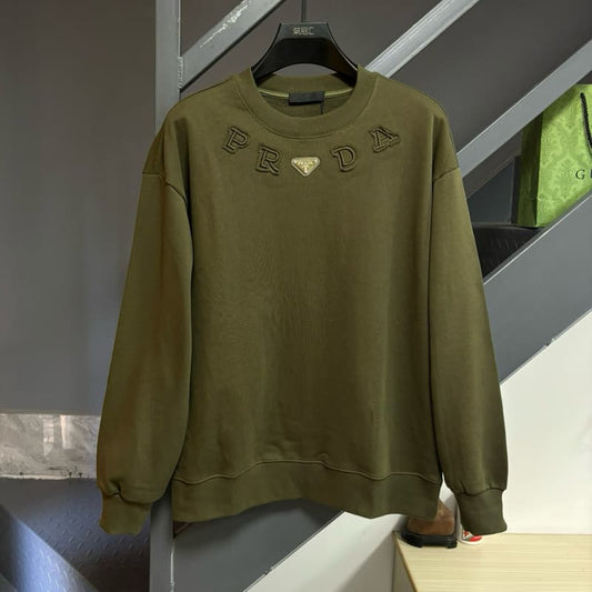 Classic Triangle Logo Cotton Embroidery Sweatshirt