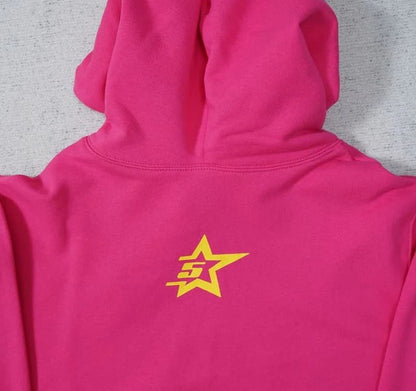 Sweat à capuche classique noir et rose