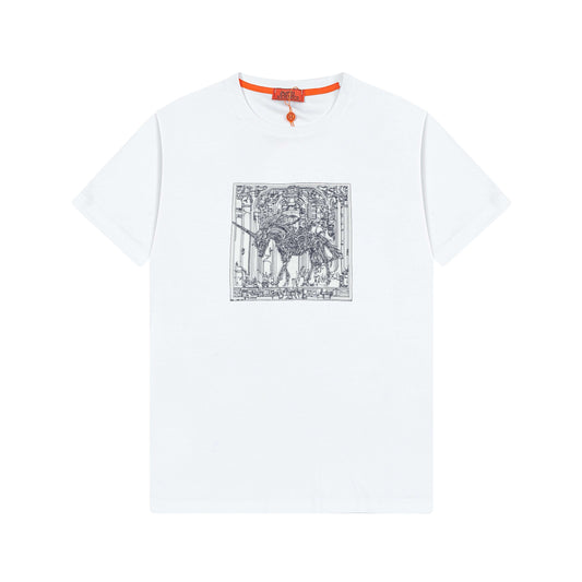 T-shirt brodé exquis avec cheval