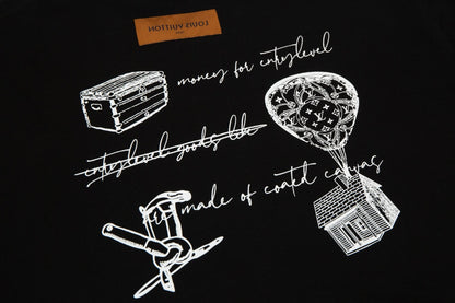T-Shirt mit fliegendem Haus-Print
