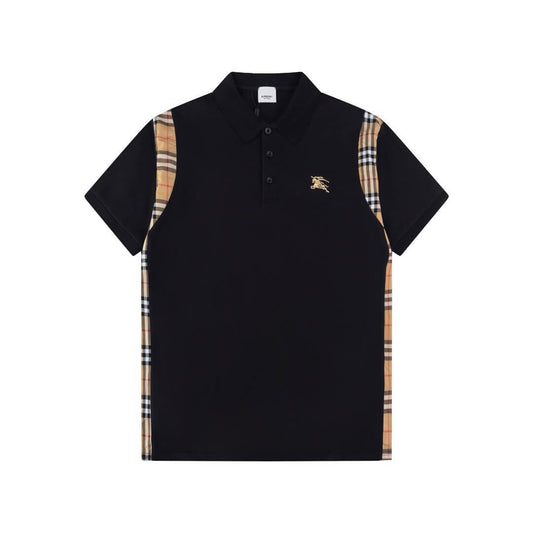 Braunes Poloshirt mit Streifennähten