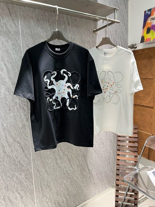 T-Shirt mit Oktopus-Stickerei