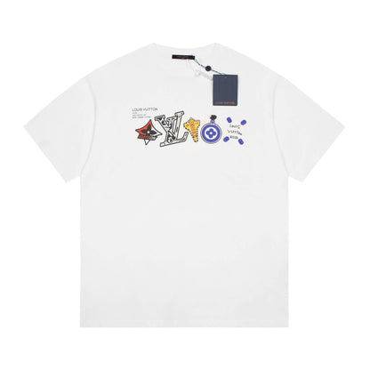 Buntes T-Shirt mit klassischem Aufdruck