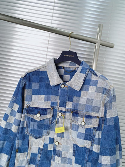 Nouveau costume en jean à carreaux