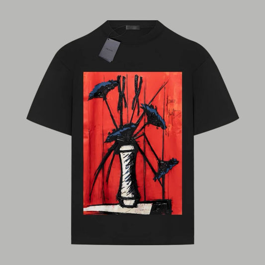 T-shirt imprimé peinture à l'huile sur vase