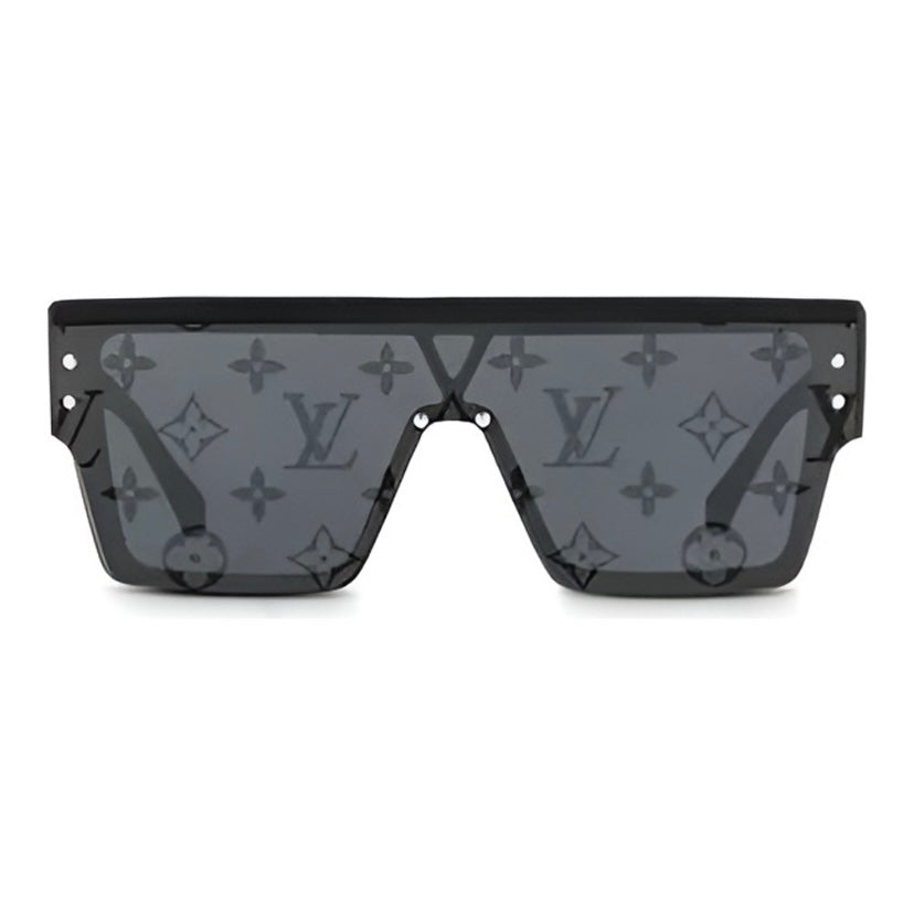 Klassische quadratische Sonnenbrille mit weitem Bein und Allover-Print