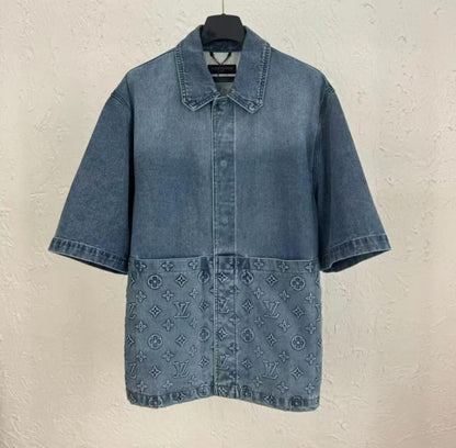 Chemise de travail classique en denim à manches courtes