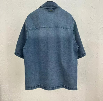 Chemise de travail classique en denim à manches courtes