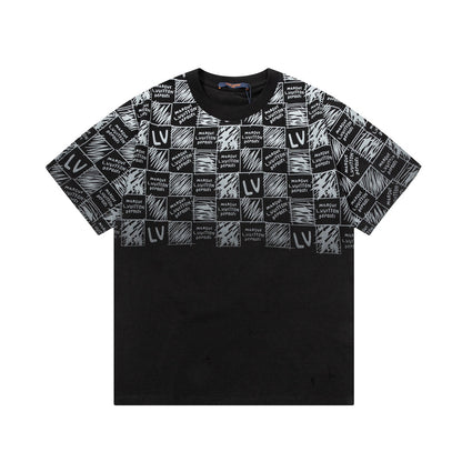 T-shirt imprimé lettres en damier