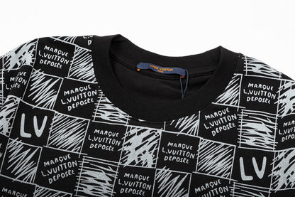 T-shirt imprimé lettres en damier
