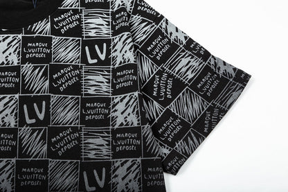 T-shirt imprimé lettres en damier