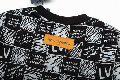 T-shirt imprimé lettres en damier