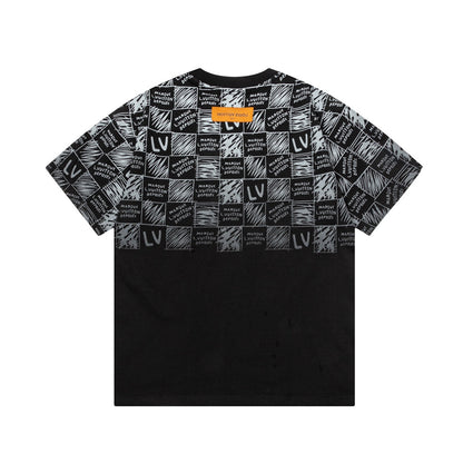 T-shirt imprimé lettres en damier