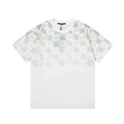 T-shirt imprimé lettres en damier